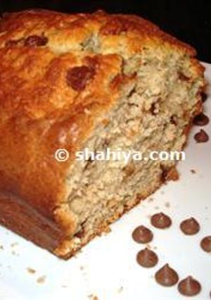 A picture of Banana Cake with Chocolate Chips.