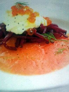A picture of Wild Salmon,Red Beet and Vodka Crème Fraïche (Zante).