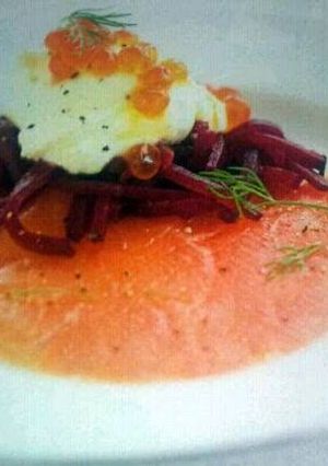 A picture of Wild Salmon,Red Beet and Vodka Crème Fraïche (Zante).