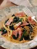 ☆Japanese-Style Pasta with Spinach and Bacon☆