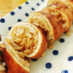 A picture of Ika Meshi (Rice Stuffed Squid).