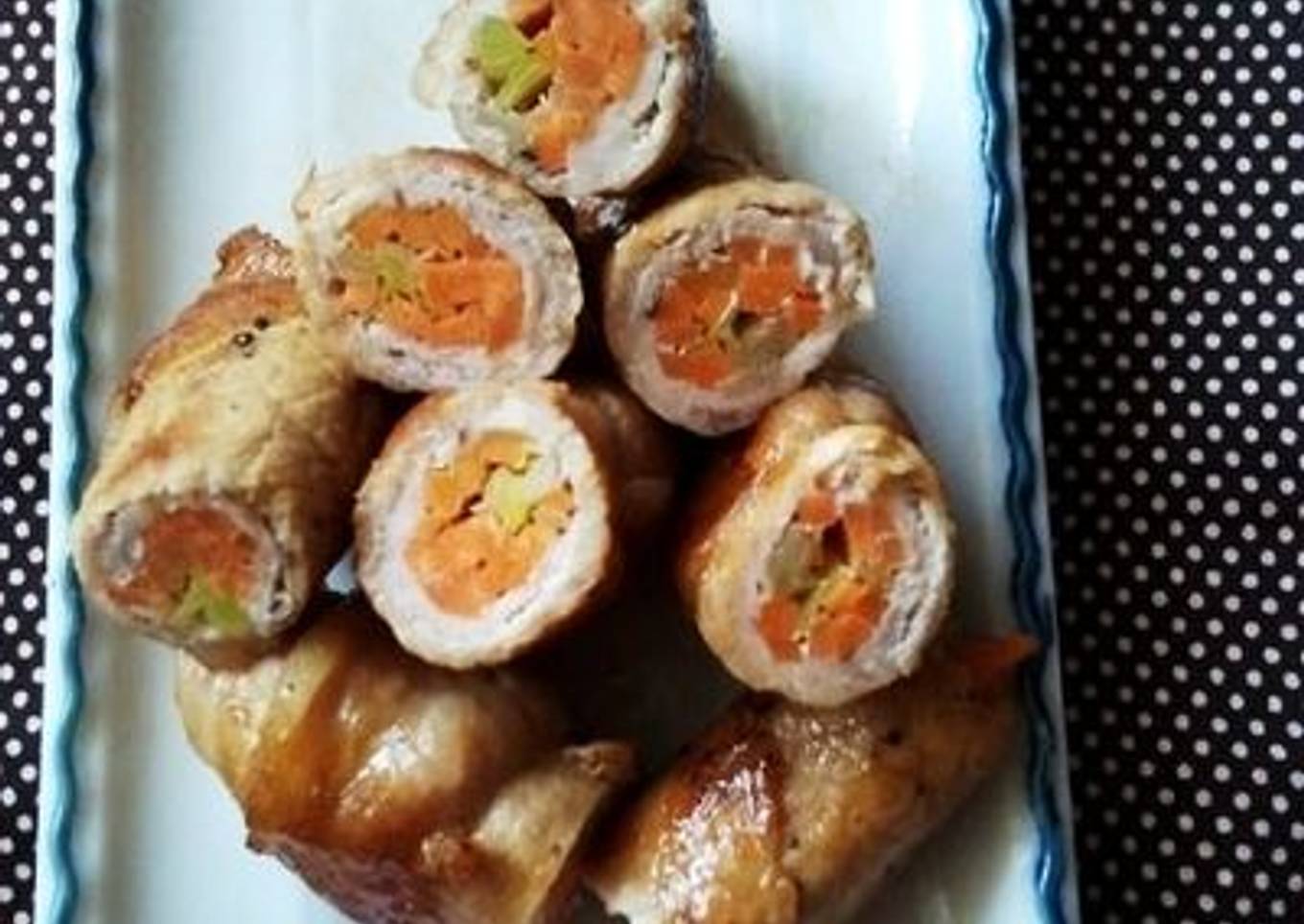 Carrot and Green Onion Pork Rolls