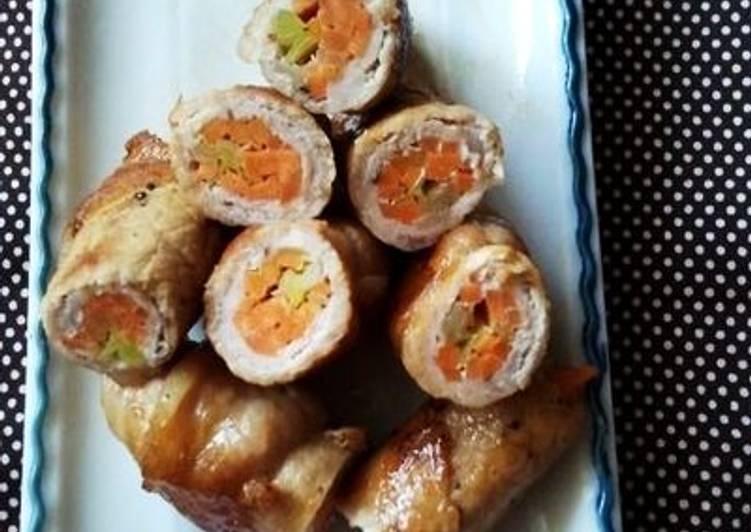 Steps to Make Favorite Carrot and Green Onion Pork Rolls