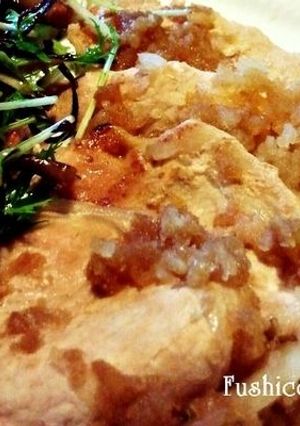 A picture of Sauteed Pork with Balsamic Vineger Onion Sauce.