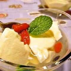 A picture of Tofu with Ginger Syrup.