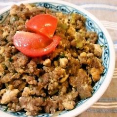 A picture of Negi Miso Don (Minced Meat and Miso Rice Bowl).