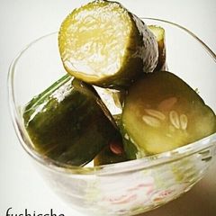 A picture of Cucumbers and Sweet Red Pepper Pickles.