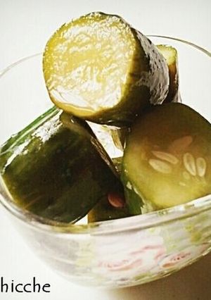 A picture of Cucumbers and Sweet Red Pepper Pickles.