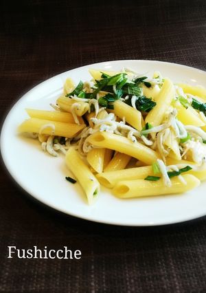 A picture of Shirasu and Camembert Cheese Japanese-style Pasta.