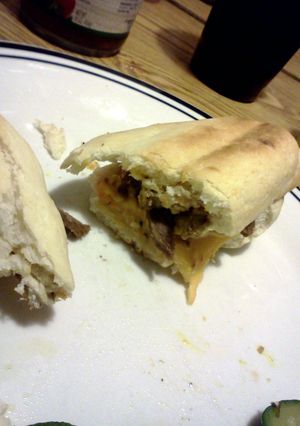A picture of poorboy steak sandwich.