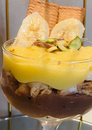 عکسی از دستور پودینگ دورنگ لایه ای
