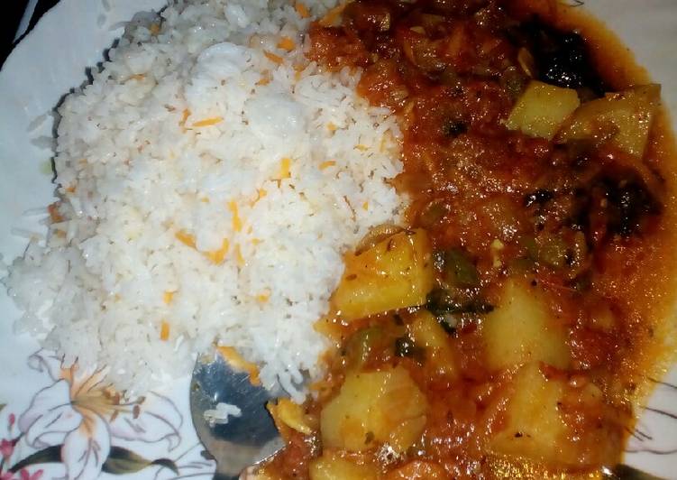Easiest Way to Make Favorite Tomato,potato spicy curry with rice