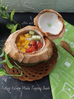 Foto resep Puding Kelapa Muda Topping Buah
