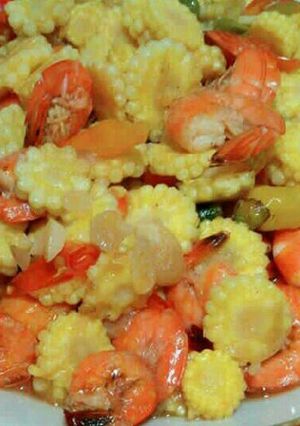 Foto resep Tumis jagung putren campur udang