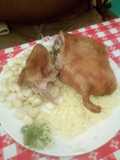 Cuy dorado con arroz con mote