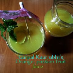 A picture of Orange, passion fruit juice 🍊.