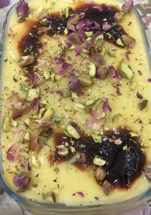 صورة لوصفة مهلبيه الارز بالزعفران