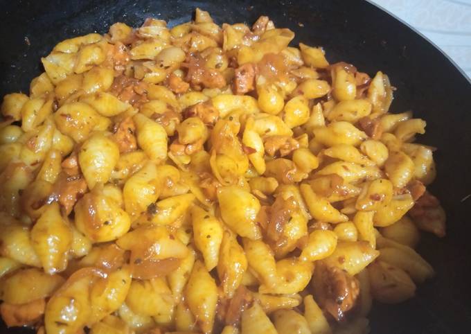 Steps to Make Favorite Tandori chicken shell pasta