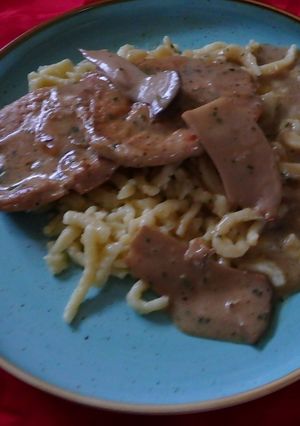 Sertésszűz ördögszekér gombával recept fotója