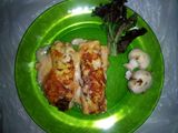 Canelones de espinacas, gambas y pescado