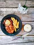 Fish and chips with creamy lemon sauce