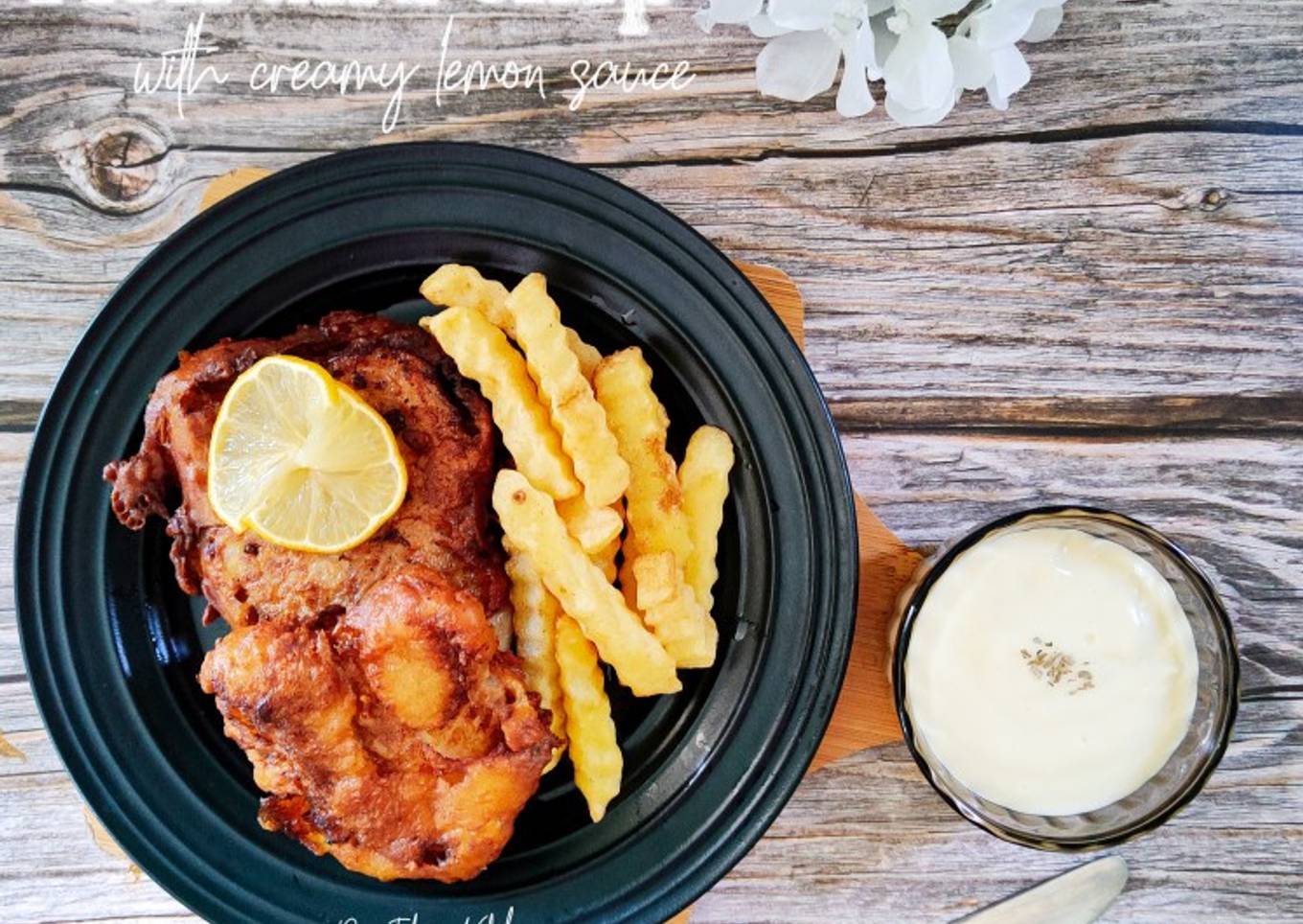 Resepi Fish and chips with creamy lemon sauce yang Menggugah Selera dan Mudah