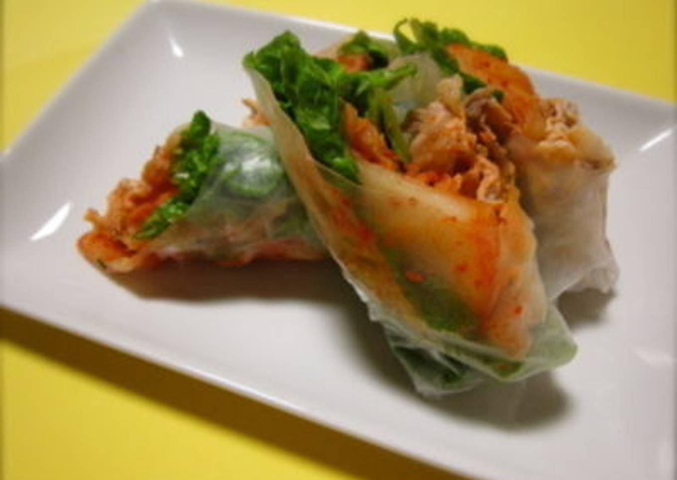 Pork Shabu-Shabu and Kimchi Spring Rolls