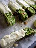 Matcha Green Tea and White Chocolate Biscotti