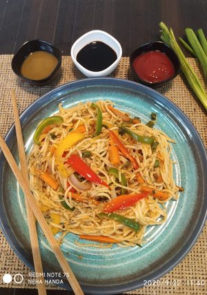 A picture of Veg hakka Noodles.