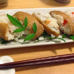 A picture of Simmered Abura-age (Deep-Fried Tofu) for Inari Sushi.