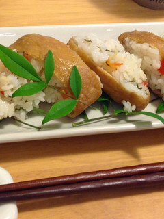 A picture of Simmered Abura-age (Deep-Fried Tofu) for Inari Sushi.
