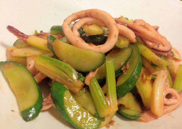 Easiest Way to Prepare Super Quick Homemade Stir-fried Squid &amp; Cucumber