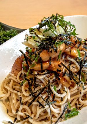 A picture of Teriyaki Chicken Soba (Buckwheat Noodles).