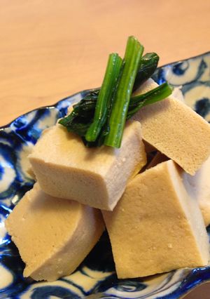 A picture of Simmered Koyadofu (Freeze Dried Tofu) .