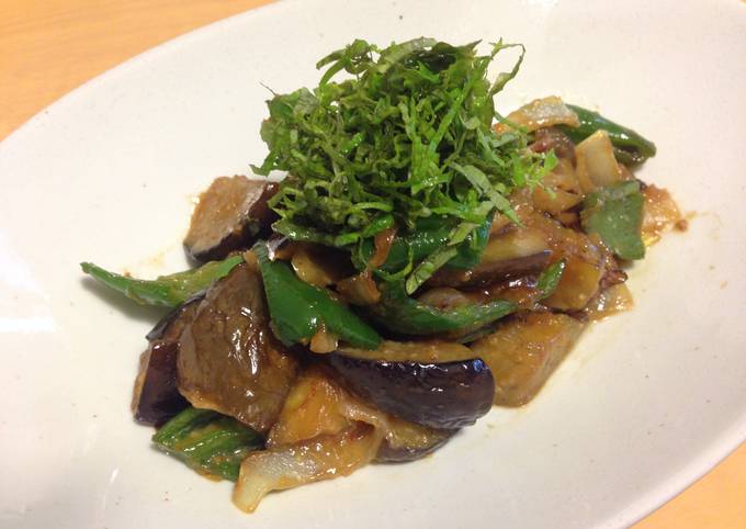 Miso stir-fry with eggplant &amp; Green bell pepper
