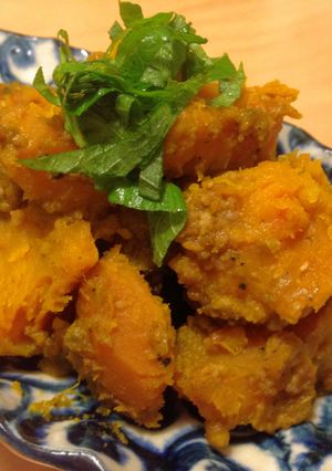 A picture of Simmered Pumpkin with Minced Meat.