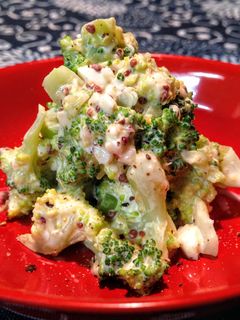 A picture of Broccoli Salad with Mustard-Mayo Sauce.