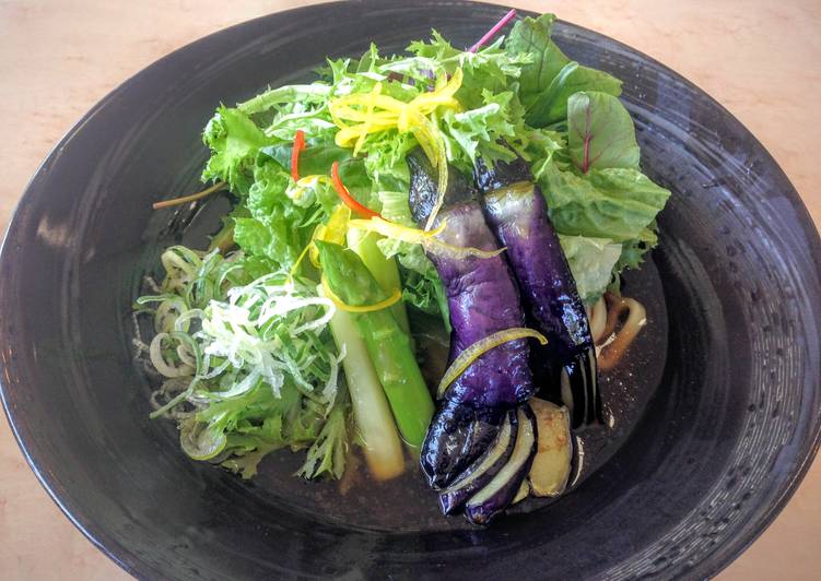 Simple Way to Make Speedy Yuzu Pepper Style Udon with Herbs &amp; Greens