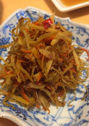 A picture of Kimpira (Burdock root & Carrot).