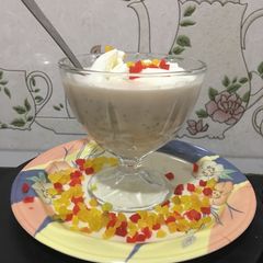 Chocolate elaichi flavor falooda A picture of Chocolate elaichi flavor falooda.