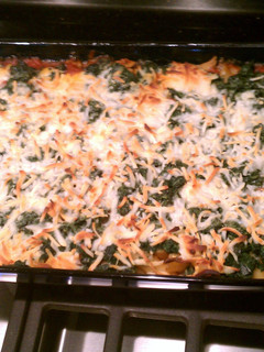 A picture of beef pasta florentine.