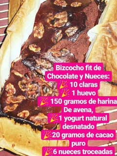 Una foto de Bizcocho fitness de chocolate y nueces