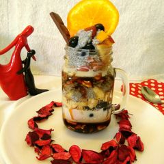 A picture of Nutrient and protein rich fruit and nuts delight.