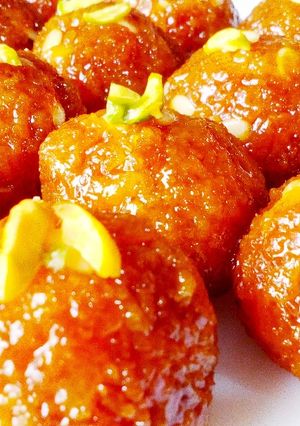 A picture of Mango motichur ladoo.