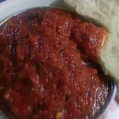 A picture of Roasted red peeper sauce (dip).