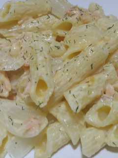 A picture of Gluten-free Pasta in a Creamy Lactose-free Sauce.