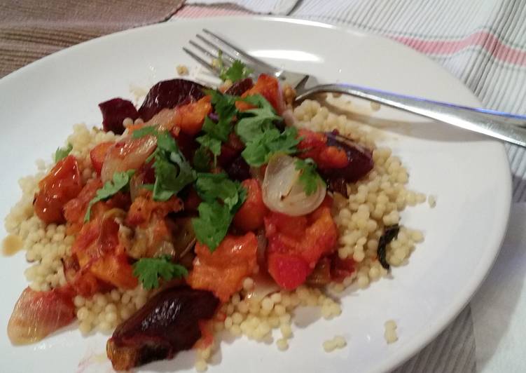 Roasted sweet Autumn vegetables with couscous