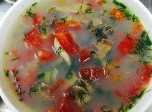Hình của món Canh trai nấu cà chua và sấu.