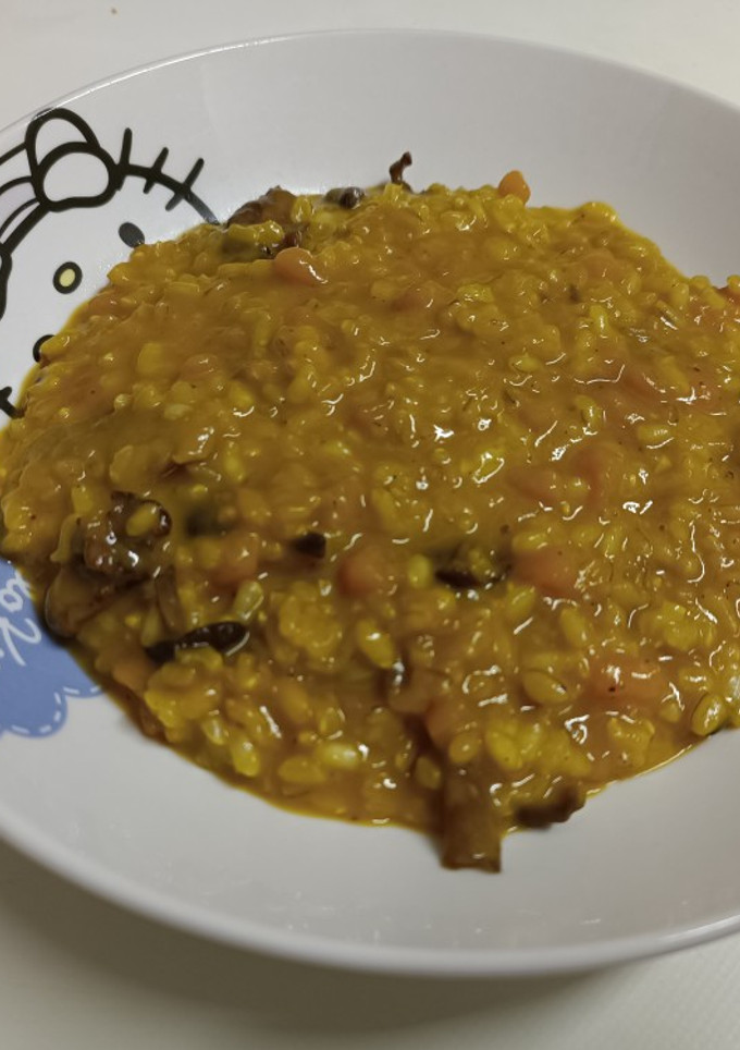 Una foto de Risotto de calabaza y setas con arroz integral