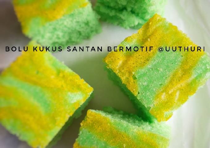 Bagaimana Membuat Bolu kukus santan bermotif yang Bisa Manjain Lidah